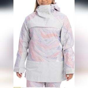 Roxy Chloe Kim Women's Large Pink Blue Pastel Marble Patterned Coat Skiing Snow